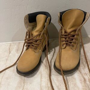 Tan Lace-Up Boots